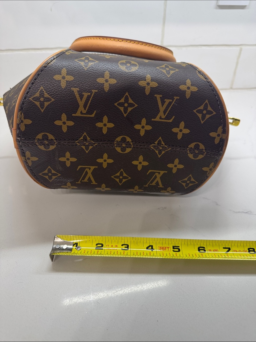Monogram Mini Top Handle Bag in Brown and Tan - Picture 4 of 4